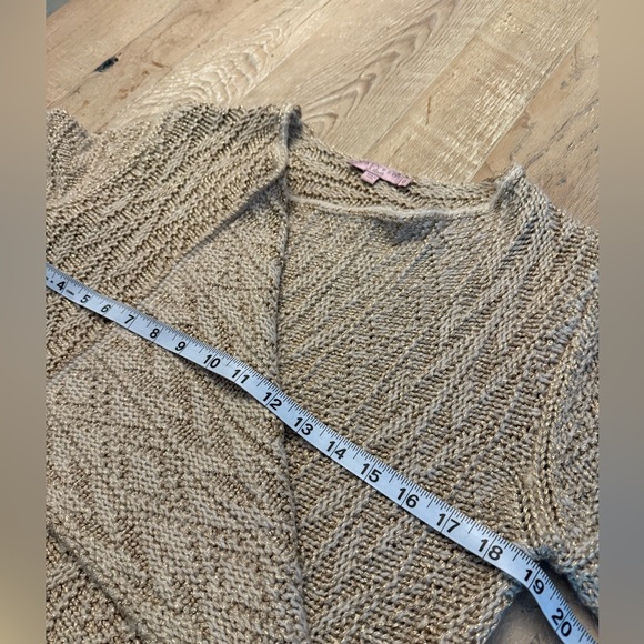 Calypso St Barth cardigan cashmere gold metallic fur cuffs M - Picture 5 of 10